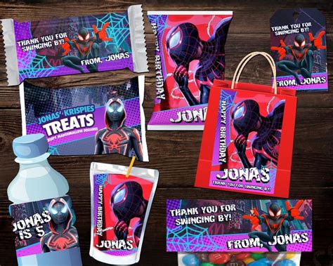 34 Pcs Miles Morales Party Favors Tattoo Stickers, Spider Miles Birthday Party Supplies Removable Skin Safe Miles Characters Tattoo Sticker Miles Morales Movie Theme Party Supplies For Kids Gift 9. . Miles morales party favors
